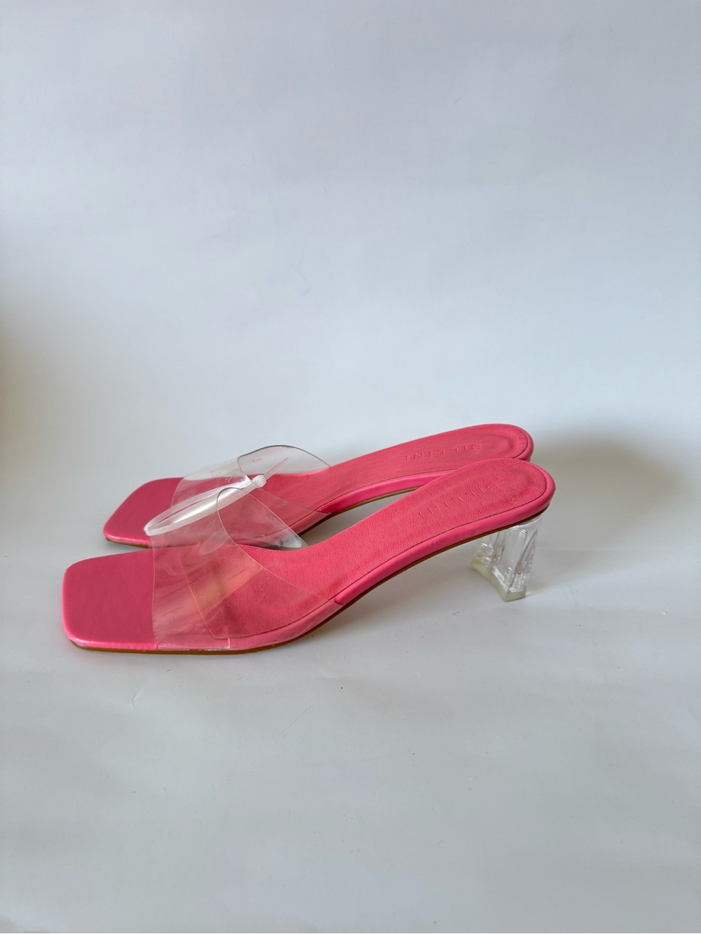 Billini Hot Pink Clear-Strap Mules